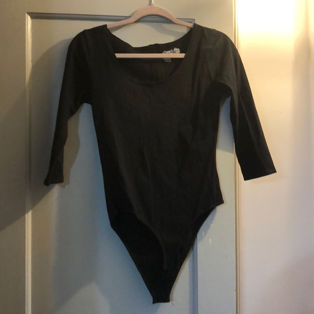 3/4 sleeve black bodysuit